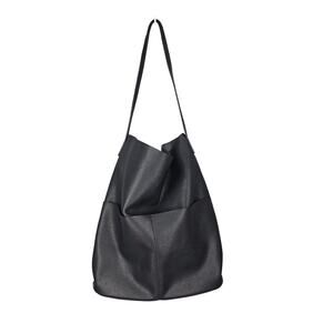 OAK + FORT VEGAN LEATHER TOTE BAG – STYLE# BA‑6825‑W – BLACK – MINIMALIST DESIGN